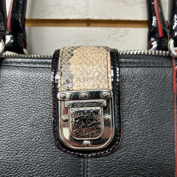 Black and Snake Print Leather Tote Bag & Matching Wallet - Picture 2 of 14